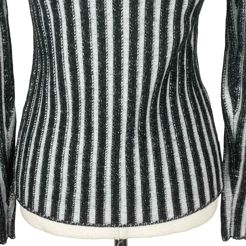 Vince Striped Zip Front Knit Cardigan Sweater Jacket  M Black White - Picture 10 of 16